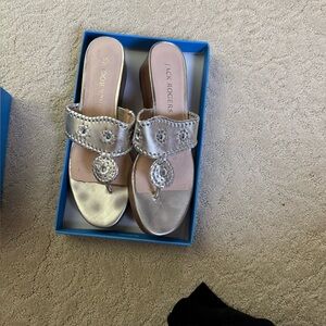 Jack Rogers Shimmering Silver Sandals worn one time.